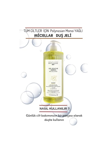 Byphasse Dermo Micellar Monoi Oil Duş Jeli Tüm Ciltler İçin 1 L