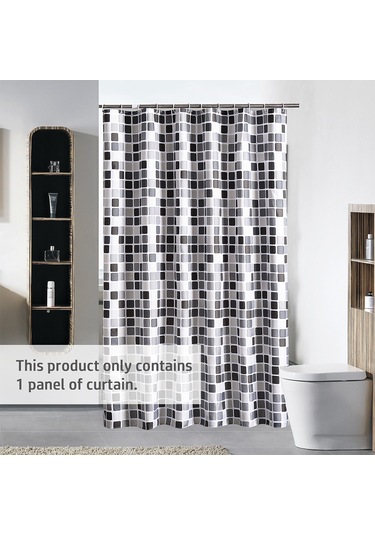 Neevoyu Banyo Için Su Geçirmez Mermer Desenli Kalın Polyester Perde 150x200 Cm 1 Adet 10 Lüklen Gri