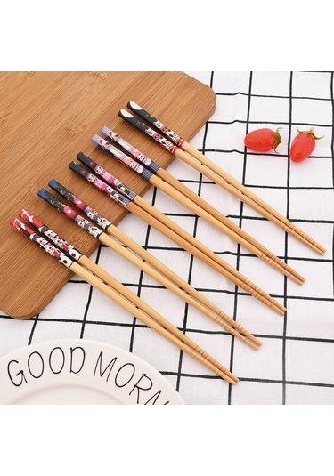 Green Circle 5 Pairs El Yapımı Doğal Bambu Ahşap Çubuklarını Sağlıklı Çin Karbonizasyon Çubuklarını Yeniden Kullanılabilir Suşi Gıda Sopa Sofra Seti Diğer