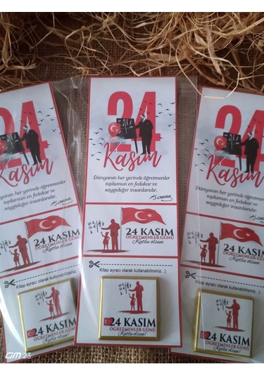 Farklı Market Öğretmenler Günü 24 Kasım Hediyesi Atatürk Temalı Kitap Ayraçlı Çikolata 20 Adet