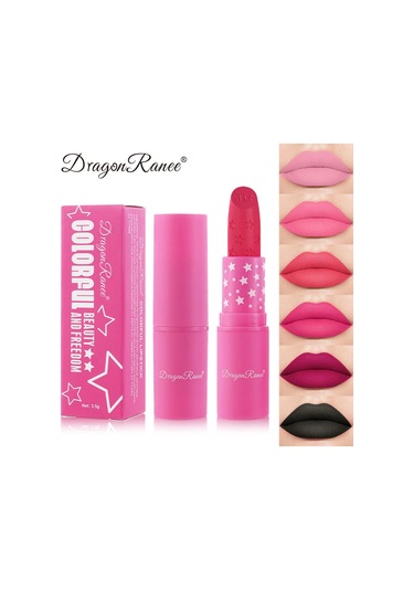 9 Renk Su Geçirmez Gül Kırmızı Kadife Mat Ruj Nemlendirici Uzun Ömürlü Yıldız 09 Pembe