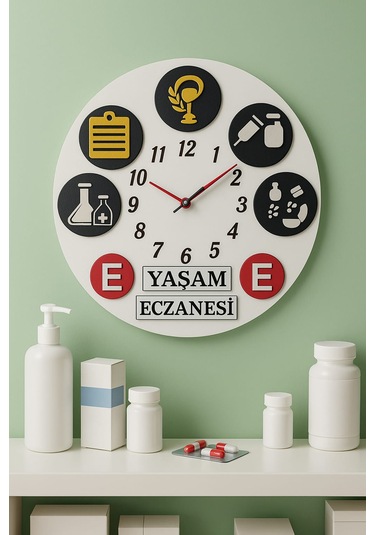 Eczane Yeni Tasarım Modern Duvar Saati Şık Ve Kalite Bir Arada No:1006 Beyaz