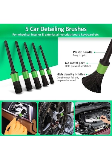 Createtech Yeşil Temizleme Springsun Seti Seti Saklama Parça Matkap Fırça Elektrikli Çantası Araba Alet 21 Sr