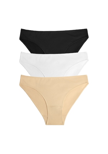 Suwen 3lü Paket Slip Külot St0040601311 Siyah - Beyaz - Ten