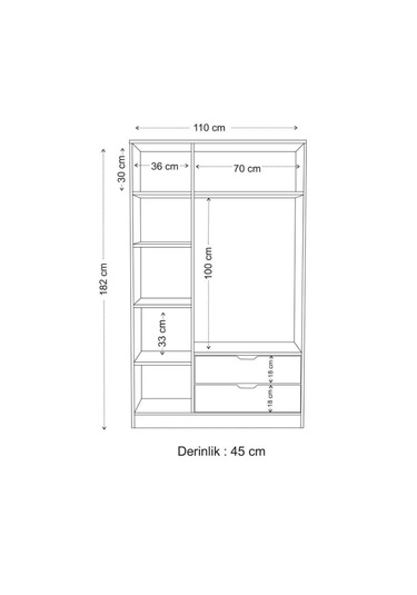 Moderno Trio 3 Kapaklı 2 Çekmeceli Gardırop Şık Ve Fonksiyonel Depolama Alanı Atlantik Çam