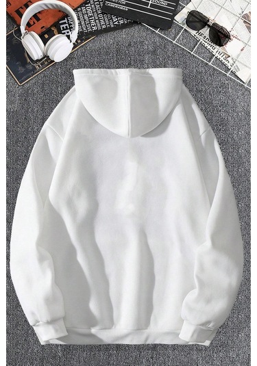 Unisex Metalica Baskılı Oversize Sweatshirt Beyaz