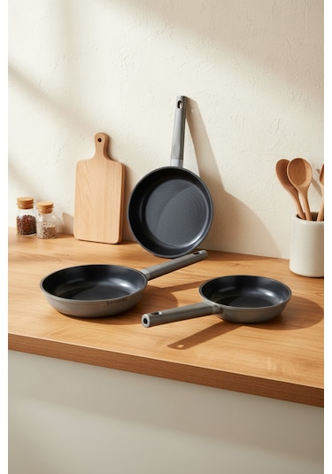 Bernardo Chef Döküm 3 Parça Tava Seti Gri Gri