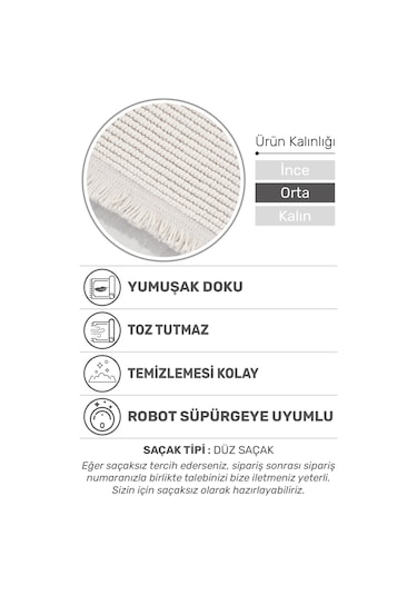 Ecolle Modern Halı Dayanıklı, Yumuşak Dokulu, Dokuma Taban, Tozumaz Krem