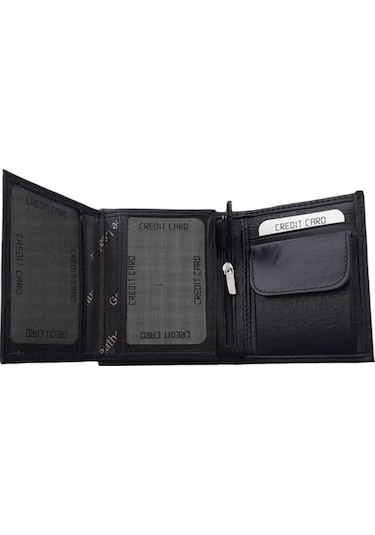 Hanzade Lüks Deri Kartlıklı Ve Bozuk Para Bölmeli Erkek Cüzdanı Siyah
