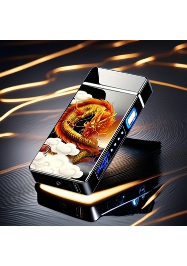 Willowhaven Siyah Kaplan Desenli Rüzggeçirmez Usb Şarjlı Plazma Çakmak El Feneri Siyah