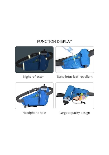 Butu Yürüyüş Fanny Paketi Su Şişesi Tutucu Bisiklet Bel Çantası - Siyah