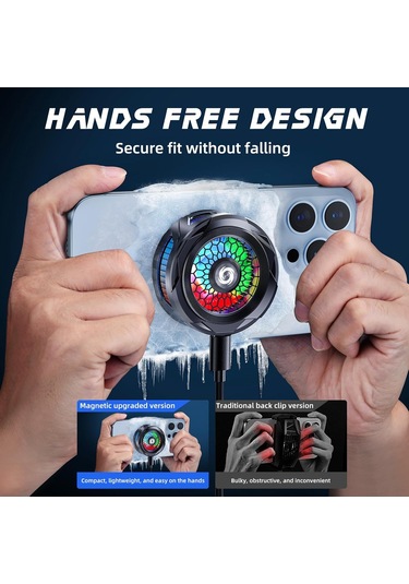 Yaozixa Oyuncu Ve Yayıncılar İçin 3'ü 1 Arada Manyetik Telefon Soğutucu - Hızlı Soğuma, Rgb Işıltısı, İphone/android/ipad Uyumlu, Taşınabilir Clip Ve Metal Plaka Tasarımı