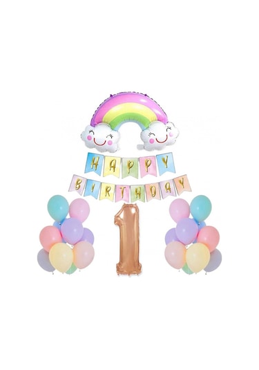 Gökkuşağı Folyo Balon Set yaş Günü