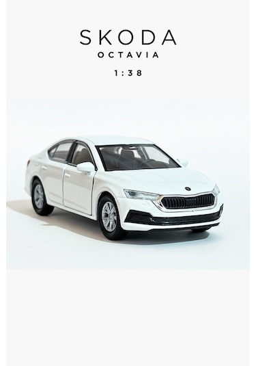 Beyaz 1:38 Ölçek Die Cast Kapıları Açılır Lisanslı Skoda Octavia Metal Model Araba Çok Renkli