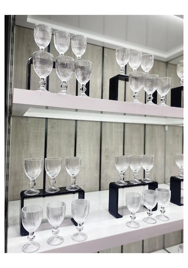 6 Lı Kristal Cam Kahve Yanı Su Bardağı Kadeh Kupa Bardak