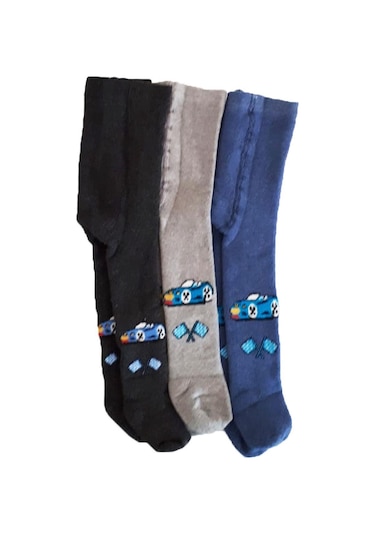 Hepsinerakip Erkek Bebek/Çocuk Havlu Renkli Desenli Külotlu Pamuk Çorap