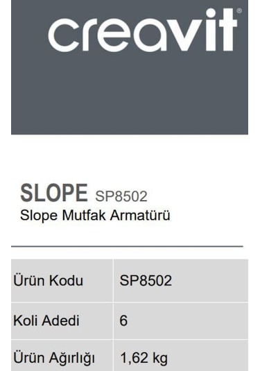 Creavit Sp8502 Slope Mutfak Armatürü