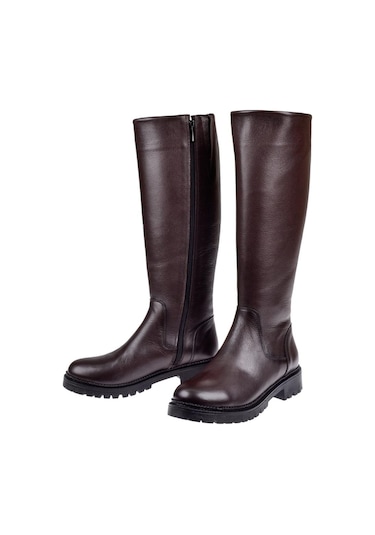 Pullman Hakiki Deri Kadın Çizme Sk-52900 Kahve-kahve Kahverengi