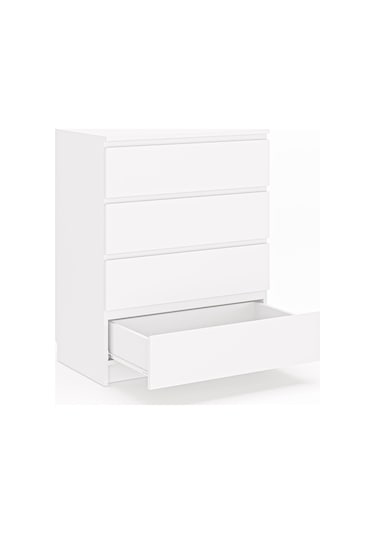 Derinkuyu 4 Çekmeceli Şifonyer Yatak Odası Bebek Odası Beyaz Beyaz