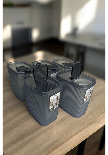 Erzak Saklama Kabı 2.5 Lt, Antrasit, 5'li Set Antrasit