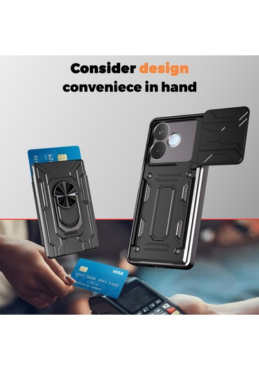 Oppo A5 Pro Pc Kılıfı + Tpu Destekli Telefon Arka Kapağı Ve Kamera Kaydırıcısı - Siyah Siyah