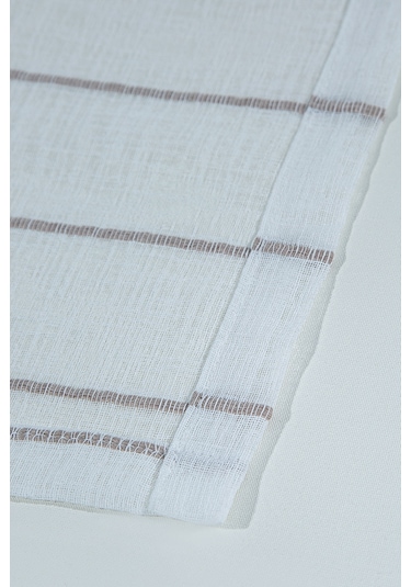 Louison Halkalı Tül Perde Kahve Çizgili 140x280 Kahve