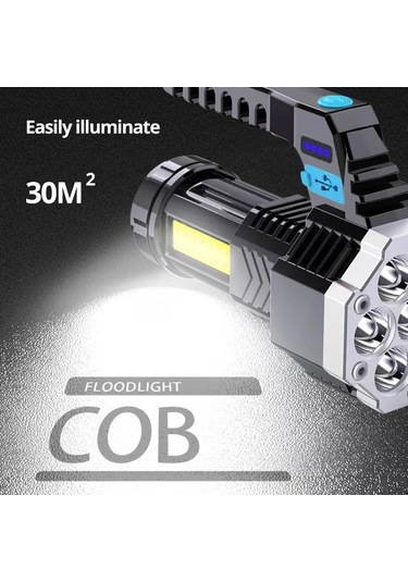 Dongjing Yüksek Güç Şarj Edilebilir Led El Fenerleri 7led Kamp Siyah