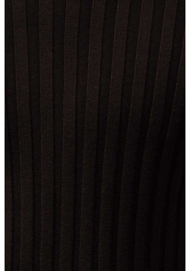 Ateş Triko Erkek Balıkçı Yaka Slim Fit Fitilli Triko Kazak 6091288 Siyah Siyah