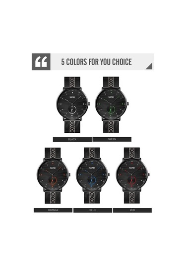 Novahub Skmeı 9218 Erkek Yatay Çizgili Arapça Sayısal Kuvars Saat Kırmızı Ve Mavi Renkler, Kadran Örgü Kemer Çok Renkli