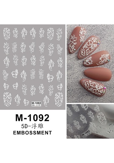 Nail Art Etiketler Çıkartmaları 5d Kabartmalı Kendinden Yapışkanlı Karikatür Çiçek Kelebek Yıldız Tırnak Çıkartmaları Sky Blue