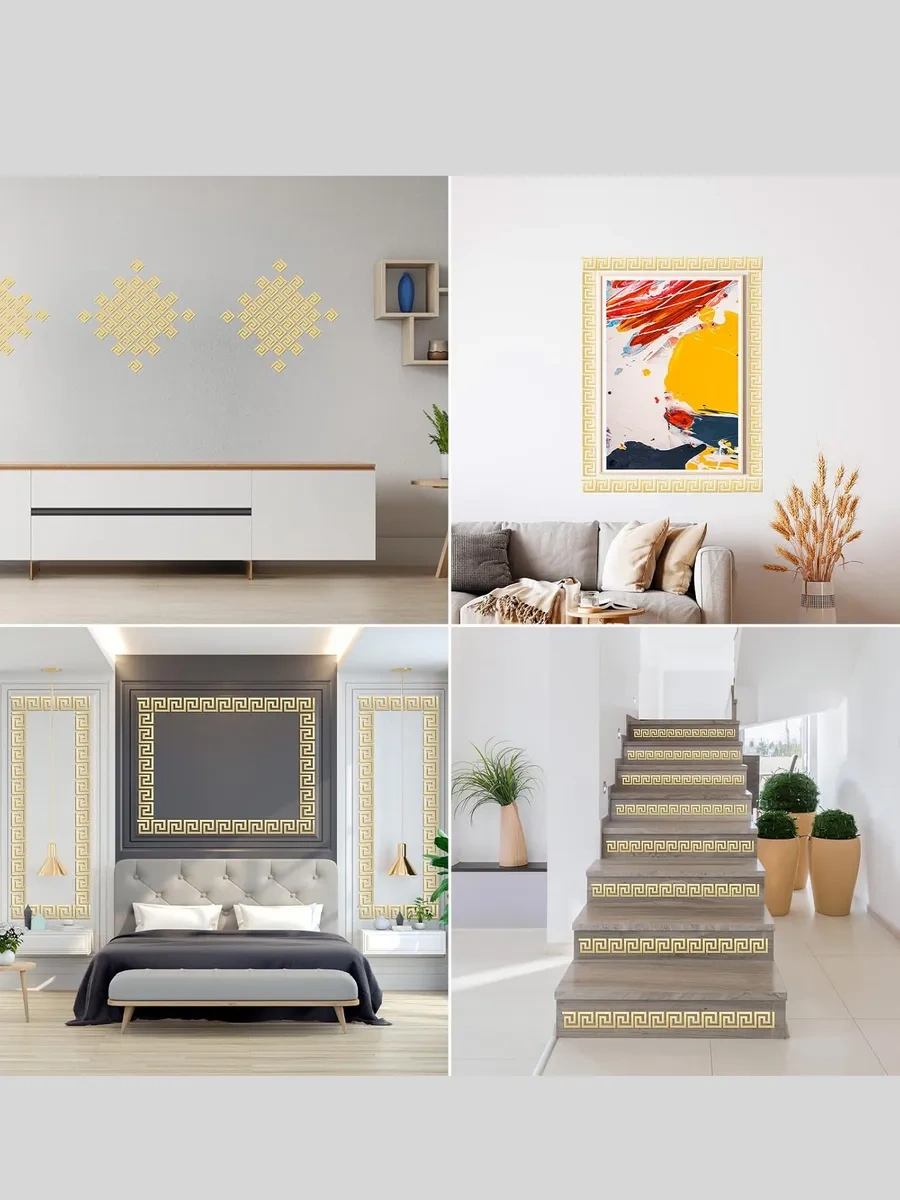 Conflate Duvara Yapışan Ayna Dekorasyonu Meander 10x10 Cm 198458740 Altın Rengi