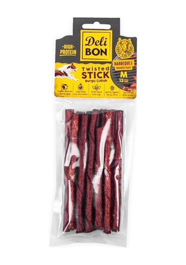 Delibon Kalın Deri Burgu Çubuk Kemik Köpek Ödülü Orta Boy Barbekü 12'li