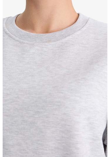 Defacto Boxy Fit Basıc Sweatshirt B8568AX24WN Gri