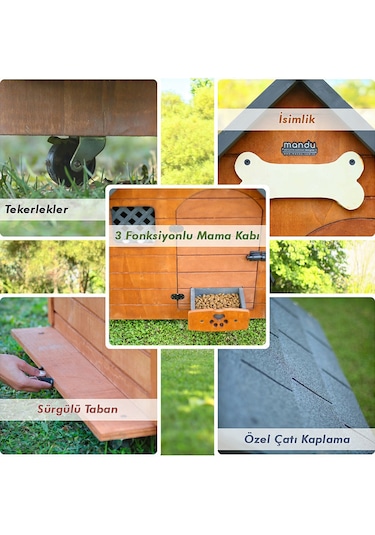 Mandu Isı Yalıtımlı Ahşap Köpek Kulübesi Large
