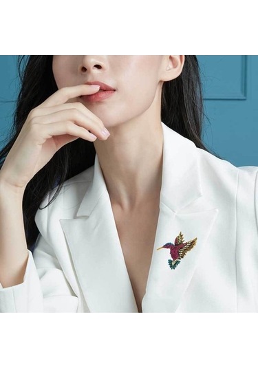 Flybuy Tokası Renkli Kuş Kişilik İşlemeli İğneleri Giyim Broş Atkı Arı Mm Çok Renkli