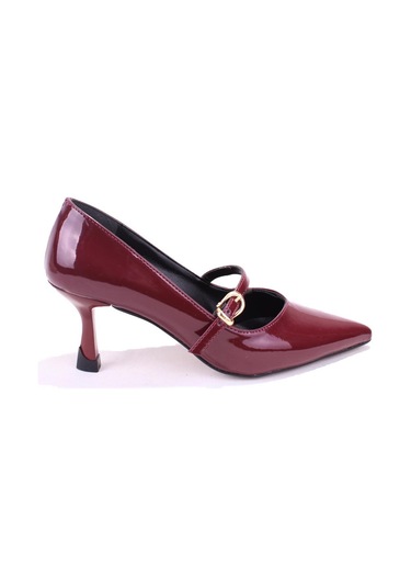 Dagoster Dza07-389100 Bordo Rugan Stiletto Topuklu Kadın Ayakkabı Bordo
