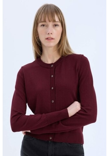 Defacto Regular Fit Bisiklet Yaka Hırka E5032ax24wnbr467 Bordo