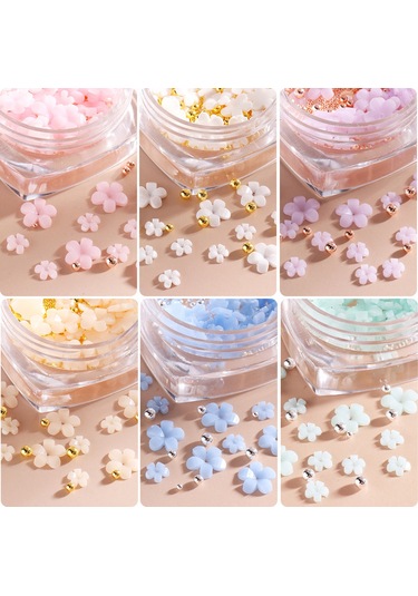 Reedark Aksesuar Çiçek Taşlı Tırnak Dekoru - Dıy Manikür Seti Renkli İnci Detaylı