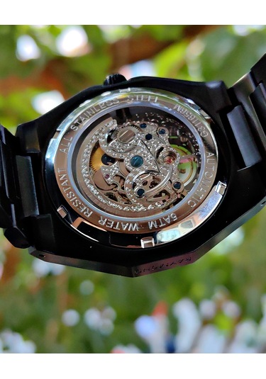 Raymond Çelik Otomatik İskelet Tasarım Erkek Kol Saati Siyah