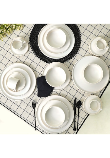 Keramika Mat Beyaz Stackable Yemek/kahvaltı Takımı 20 Parça 4 Kişilik