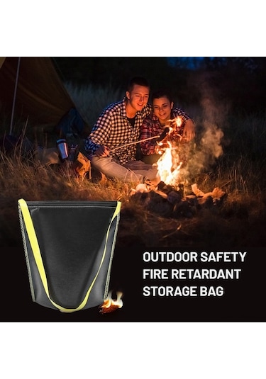 Besthome1 Geniş Kapasiteli Yangın Engelleme Çanta, Mangal Kömürü & Kamp Malzemeleri İçin Dayanıklı Siyah