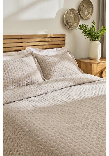 Kaşmir Home Ophelia Tek Kişilik Yatak Örtüsü Takımı Bej Bej