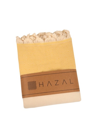 HAZAL Şerit Safir Desenli 200x240 cm Çift Kişilik Sarı