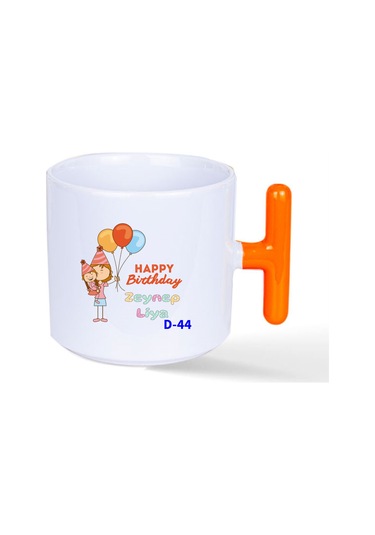Kişiye Özel Turuncu T Fincan, Doğum Günü Hediyeleri D Serisi