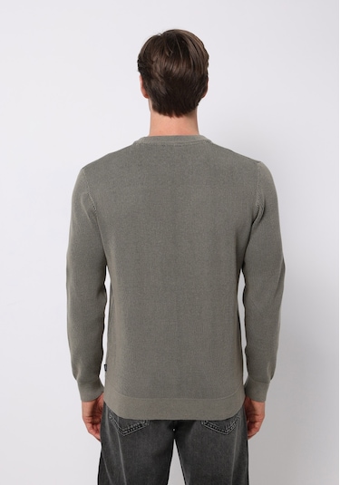 Colins Regular Fit Yuvarlak Yaka Jakarlı Erkek Yeşil Kazak Cl1076739 Q1.v2 Kha Haki