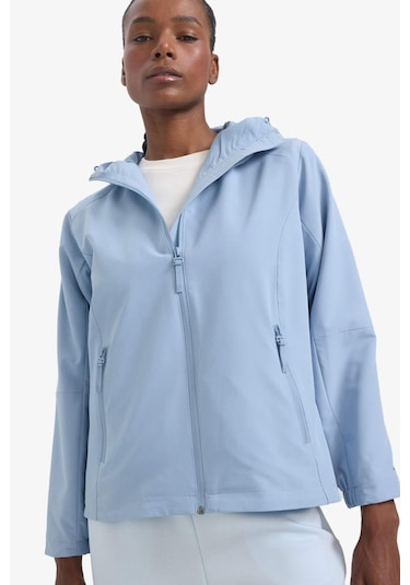 Defacto Defactofit Su İtici Regular Fit Kapüşonlu Fermuarlı İpek Kumaş Yağmurluk C4952ax25aube748 Mavi