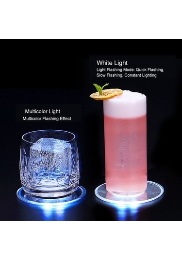 Besthome1 Ültra İnce 10cm Beyaz Işık Bardak Altlığı - Suya Dayanıklı Led Işıklı, Bar/parti Dekorasyonu
