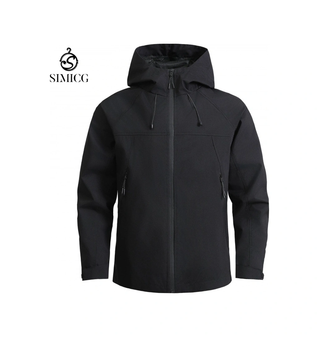 Yeni Moda Rahat Düz Renk Erkek Kapüşonlu Ceket Siyah