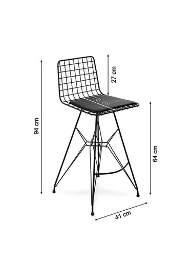 Akın Lüx Tel Bar Taburesi - Bakır / Siyah Siyah / Bakır Bakır - Siyah