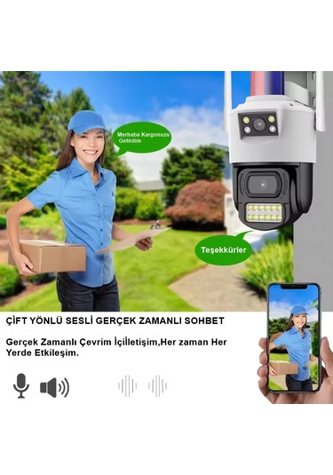 Secumore V380 Su Geçirmez Wifi Çift Kamera Güvenlik Kamerası